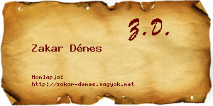 Zakar Dénes névjegykártya
